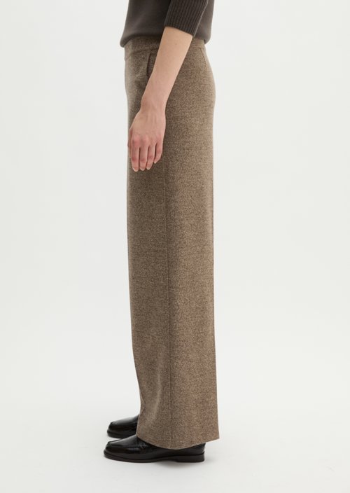 Relaxed-Fit Tweed Jersey Pants — Dark Brown