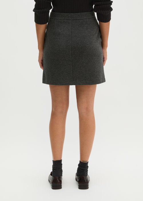 Tweed jersey skirt, shaped — Dark Grey