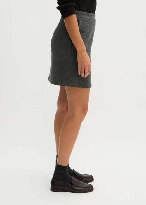 Tweed jersey skirt, shaped — Dark Grey
