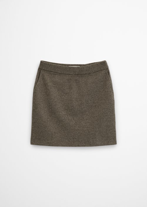 Tweed jersey skirt, shaped — Dark Brown