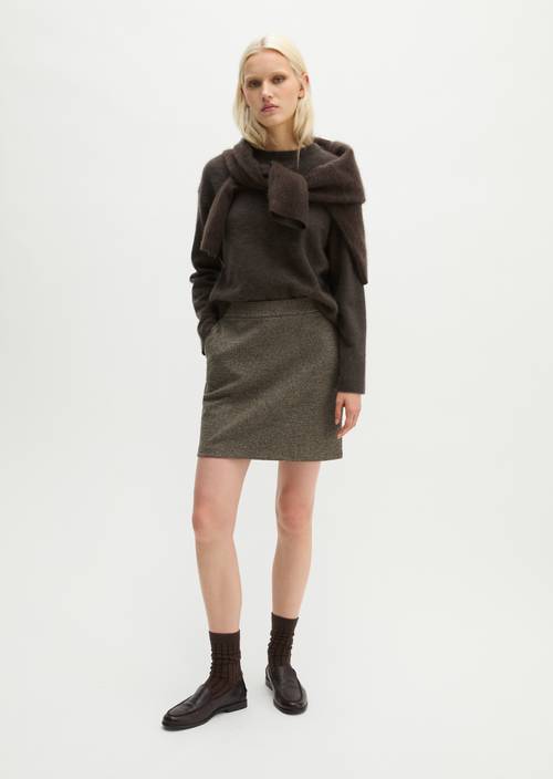 Tweed-Jerseyrock shaped Dark Brown in Frontalansicht