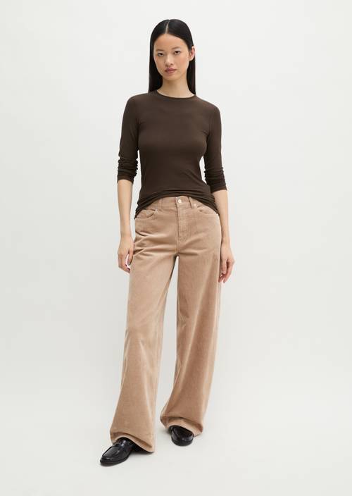 Longsleeve slim Burnt Coffee in Frontalansicht