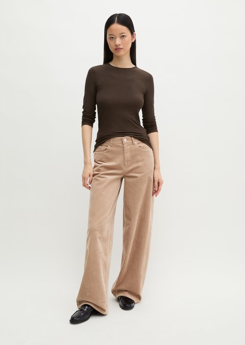 Slim-fit long-sleeve shirt — Burnt Coffee
