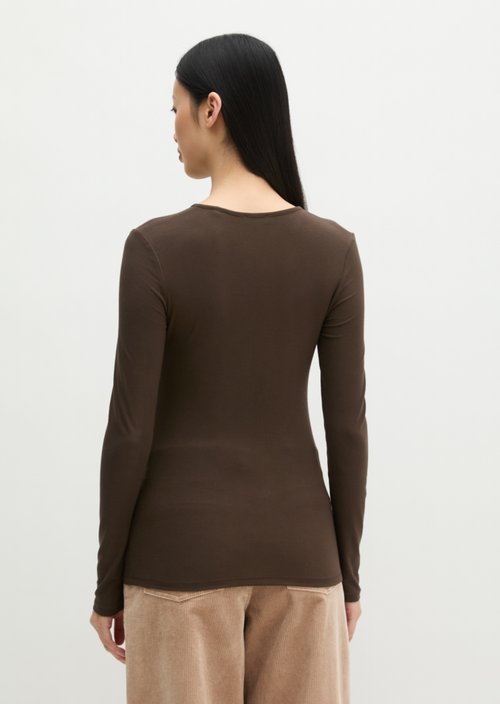 Slim-fit long-sleeve shirt — Burnt Coffee