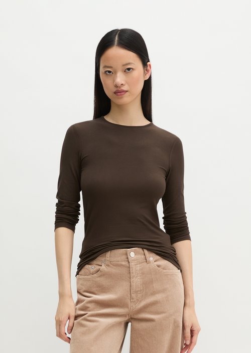 Slim-fit long-sleeve shirt — Burnt Coffee