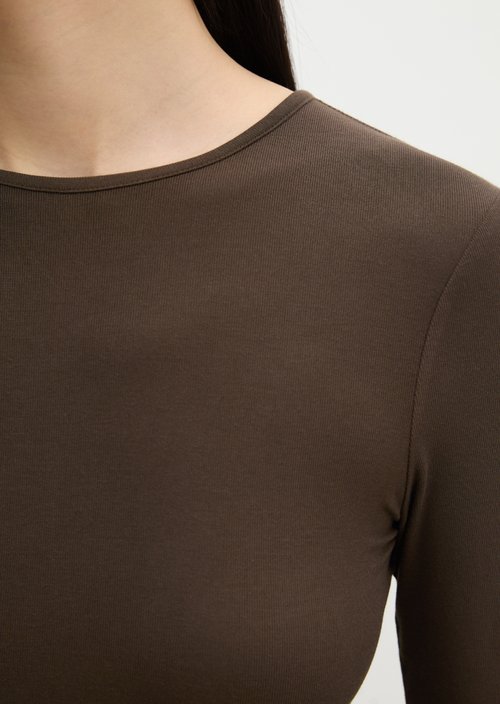 Slim-fit long-sleeve shirt — Burnt Coffee