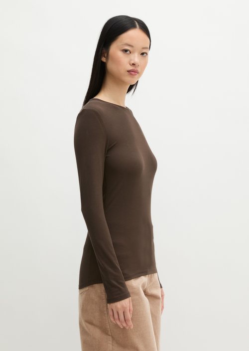Slim-fit long-sleeve shirt — Burnt Coffee