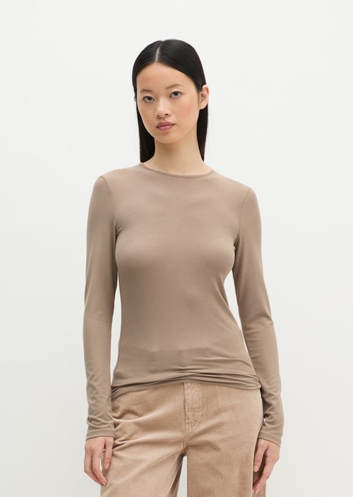 Slim-fit long-sleeve shirt — Earthy Taupe