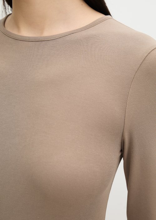 Slim-fit long-sleeve shirt — Earthy Taupe
