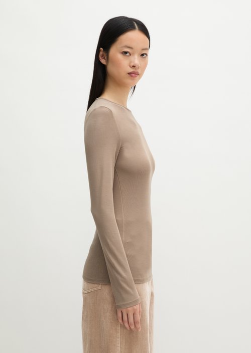 Slim-fit long-sleeve shirt — Earthy Taupe