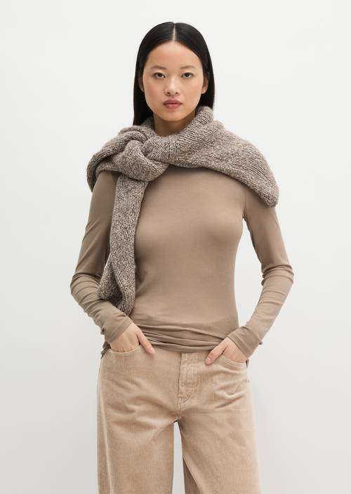 Longsleeve slim Earthy Taupe in Frontalansicht