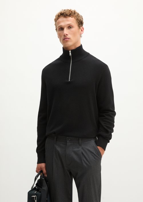 Regular-Fit Knitted Turtleneck — Black