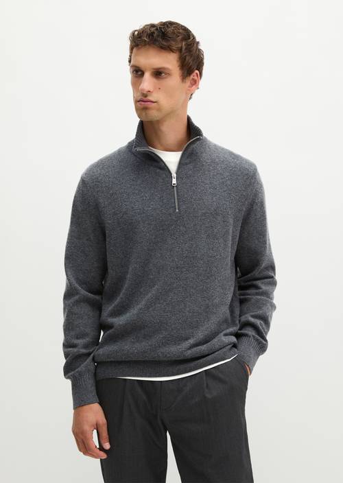 Pull à col roulé en maille, coupe classique Graphic Grey Melange en vue de face
