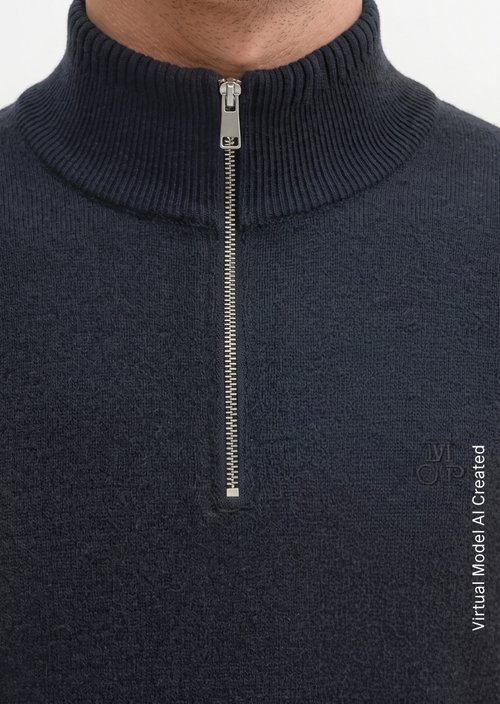 Regular-Fit Knitted Turtleneck — Dark Navy