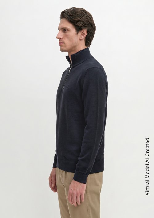 Regular-Fit Knitted Turtleneck — Dark Navy