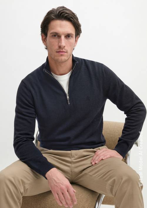 Strick-Troyer regular Dark Navy in Frontalansicht