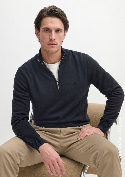 Regular-Fit Knitted Turtleneck — Dark Navy