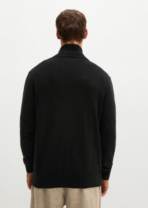 Regular-Fit Stand-Up Collar Cardigan — Black (alternate view)