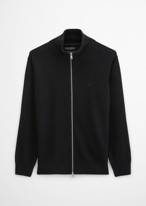 Regular-Fit Stand-Up Collar Cardigan — Black