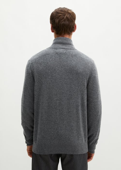 Regular-Fit Stand-Up Collar Cardigan — Graphic Grey Melange