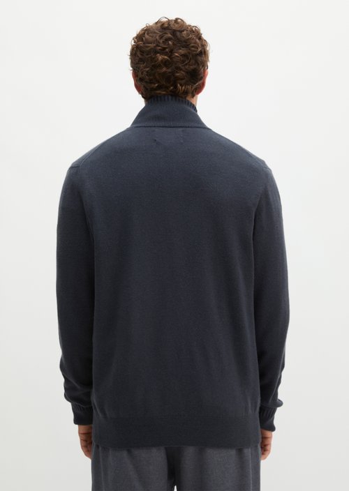 Regular-Fit Stand-Up Collar Cardigan — Dark Navy (alternate view)