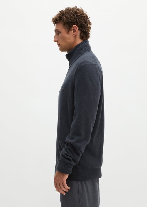 Regular-Fit Stand-Up Collar Cardigan — Dark Navy