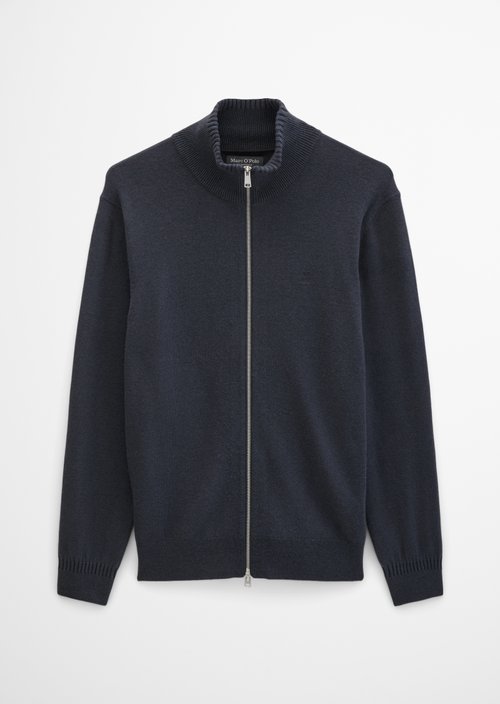 Regular-Fit Stand-Up Collar Cardigan — Dark Navy
