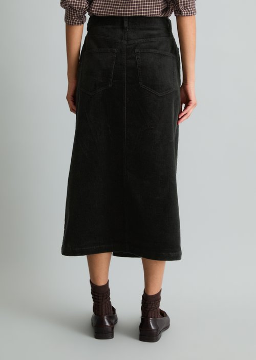 Regular-Fit Wrap Corduroy Skirt — Black