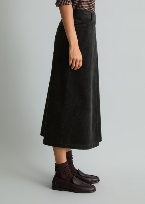 Regular-Fit Wrap Corduroy Skirt — Black