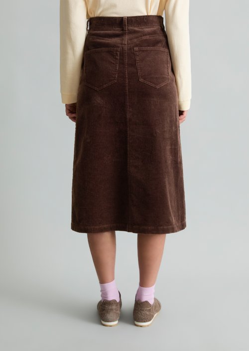 Regular-Fit Wrap Corduroy Skirt — Espresso Brown