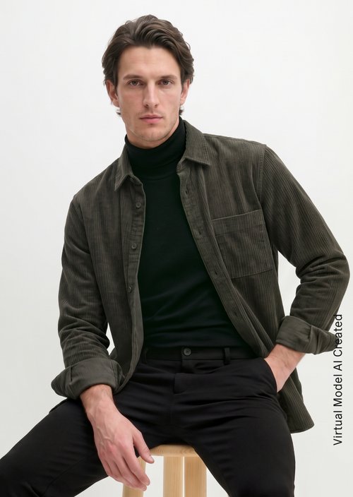 Regular-fit corduroy shirt — Wooden Earth