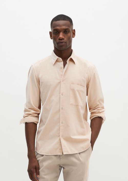 Regular-fit corduroy shirt — Linen Beige