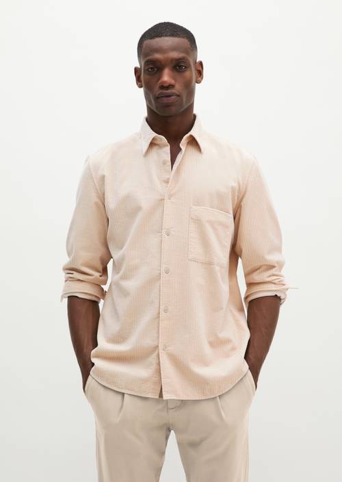 Cordhemd regular Linen Beige in Frontalansicht