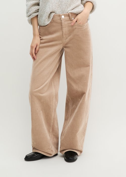 Straight-leg corduroy pants — Earthy Taupe