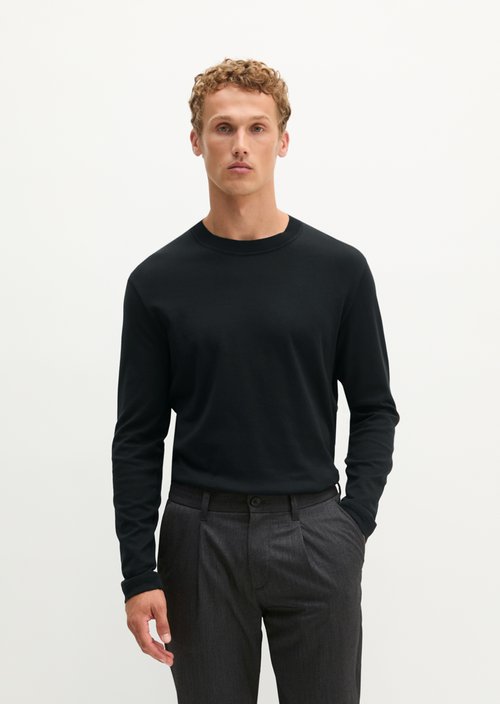 Regular-fit long-sleeve shirt — Black