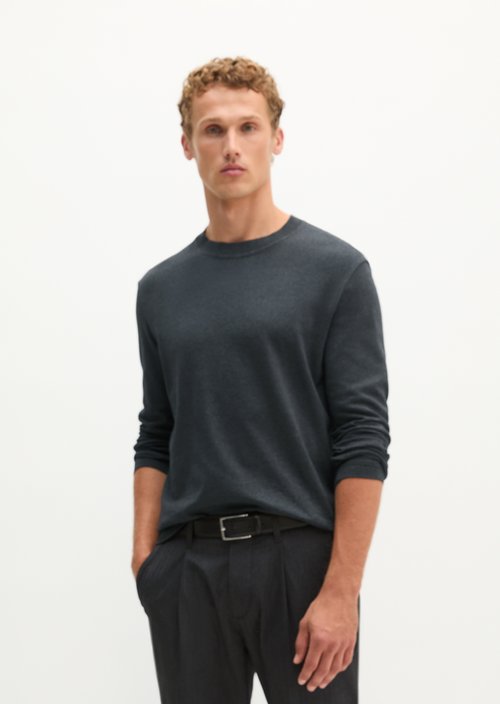 Regular-fit long-sleeve shirt — Dark Grey Melange