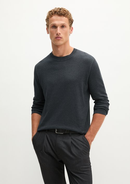 Regular-fit long-sleeve shirt — Dark Grey Melange