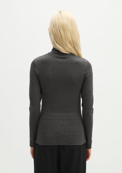 Slim-fit long-sleeve shirt — Coal Grey Melange