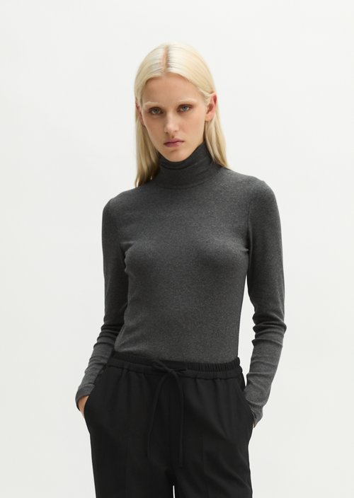 Slim-fit long-sleeve shirt — Coal Grey Melange
