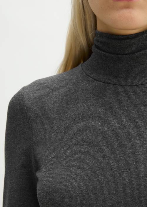 Longsleeve slim Coal Grey Melange in Detailansicht