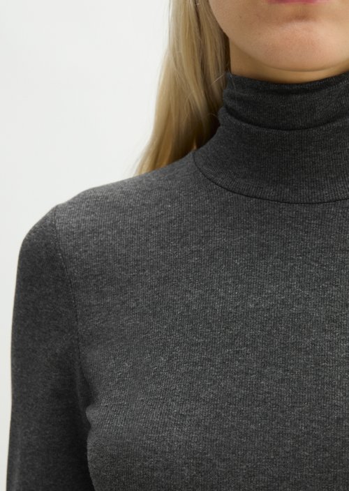 Slim-fit long-sleeve shirt — Coal Grey Melange