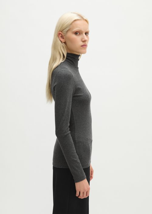 Slim-fit long-sleeve shirt — Coal Grey Melange