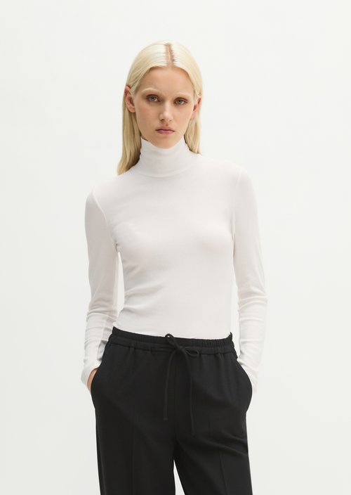 Slim-fit long-sleeve shirt — White Cotton