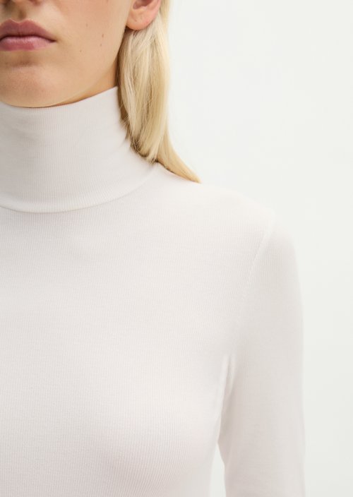 Slim-fit long-sleeve shirt — White Cotton