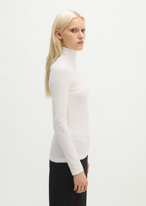 Slim-fit long-sleeve shirt — White Cotton