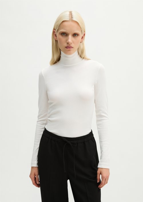 Slim-fit long-sleeve shirt — White Cotton