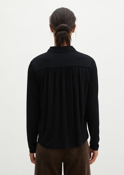 Relaxed-Fit Jersey Blouse — Black