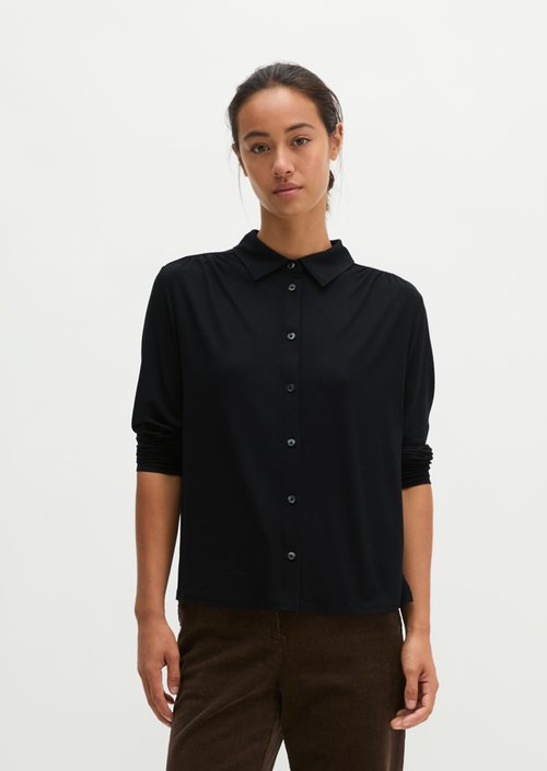 Relaxed-Fit Jersey Blouse — Black