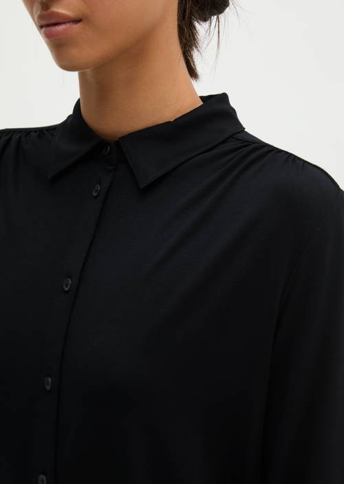 Relaxed-Fit Jersey Blouse Black in detail view