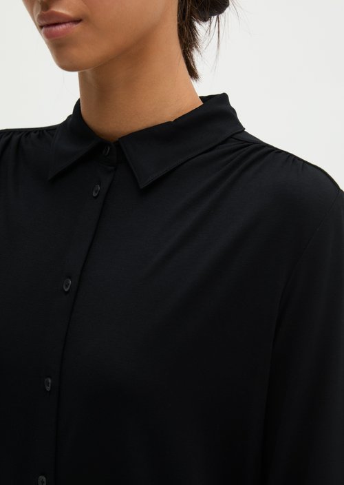 Relaxed-Fit Jersey Blouse — Black